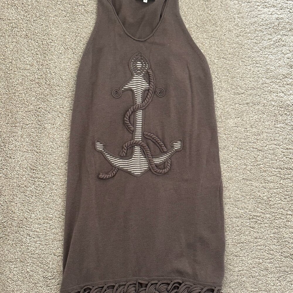3.1 Phillip Lim Anchor Tank Dress Brown Knit with Braided Hem | Size M